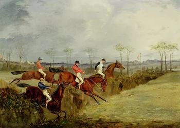 A Steeplechase, Taking a Hedge and Ditch