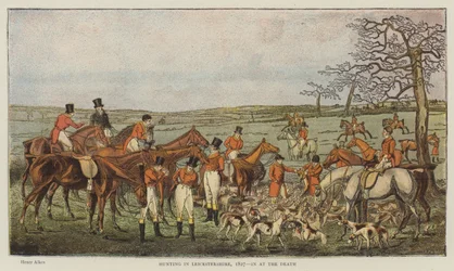 Hunting in Leicestershire, 1827, in at the Death
