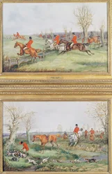 Pair of Hunting Scenes, 19th Century