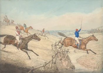 Steeplechasing: The Field taking a Low Rail and a Brook