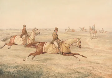 Two Riders Exercising Horses at a Gallop