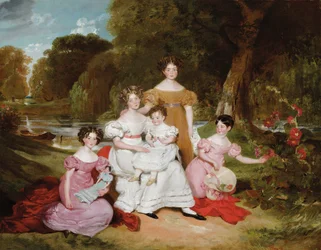 Group Portrait of the Ward Hunt Family in a Landscape Before a River