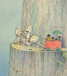 Figures Ascending a Cliff Road, c.1910
