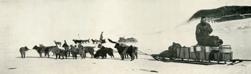 Meares and Demetri with Their Dog Teams Leaving Hut Point, c1911, 1913