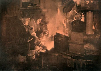 Oates and Meares at the Blubber-Stove in the Stables, 1911, 1913