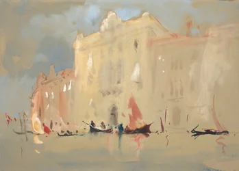 Gondolas Before a Palace on the Grand Canal in Venice