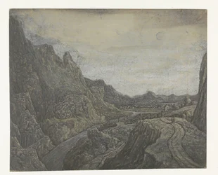 Rocky Landscape with a Road and a River