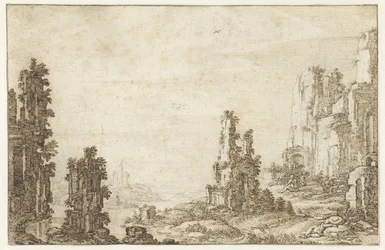 Landscape with ruins