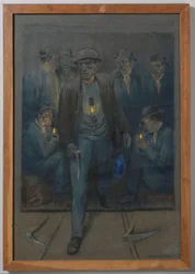 Miners Leaving a Shaft Cage
