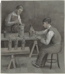 Two Workers Making Figurines