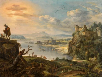 An Extensive Mountain Landscape with a View Over a River Valley