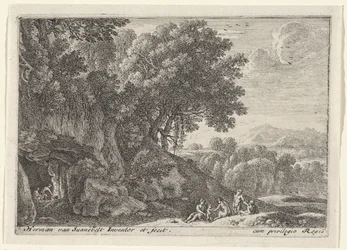 Satyrs Around the Fire in a Cave (Landscapes with Satyrs)