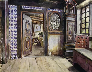 Hall in the E Harden House in Neuengamme, near Hamburg