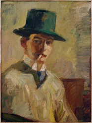 Self-Portrait with High Hat and Cigarette