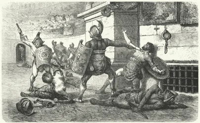 Gladiators Fighting in the Arena in Ancient Rome
