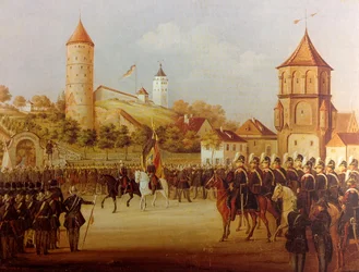 Parade of the Biberach Citizen Militia at Riedlinger Gate 1849