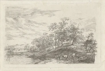 Shepherd with Three Cows