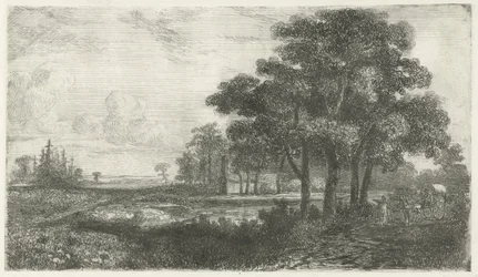 Wooded Landscape with Covered Wagon