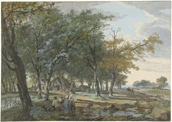 Landscape with a House among Trees and a Road along Fields