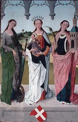 St. Catherine, the Virgin Mary and St. Barbara, from the High Altar of St. Nicholas Church (detail)
