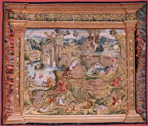 Saint Anthony in Prayer (Flemish Tapestry)