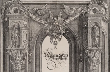 The Upper Section of the Entryway to the Central Portal with a Winged Figure Holding the I...