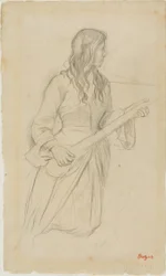 Young Woman Playing a Mandolin, Study for Portrait of Mlle. Fiocre in the Ballet "La Source"