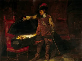 Cromwell in Front of the Coffin of Charles I Stuart (1649). Oliver Cromwell (1599-1658) Imposed the Trial of the King of England, Who Was Sentenced and Executed
