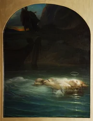 Christian martyr drowned in the Tiber under the reign of Diocletian (244-311). Painting by Paul Hippolyte Delaroche (1797-1856)