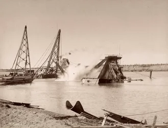 Blast of a Dredger Placed in a Canal