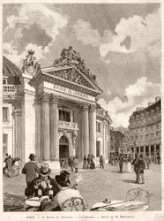 The Stock Exchange in Paris in 1889. Drawing by M. Berteault