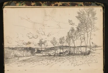 Landscape with Trees and a Farmhouse, Page from a Sketchbook