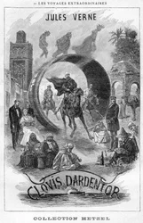 Illustration of the book "Clovis Dardentor" by Jules Verne, frontispiece engraving of the Hetzel edition
