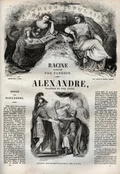 Alexandre le Grand tragedy in five acts - engraving in Oeuvres de Jean Racine illustrated by Pauquet and notice by Emile de La Bedolliere - 1851