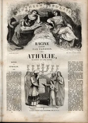 Athalie tragedy by Jean Racine in five acts - engraving in Oeuvres de Jean Racine illustrated by Pauquet and notice by Emile de La Bedolliere - 1851