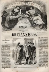 Britannicus tragedy in five acts - engraving in Works of Jean Racine illustrated by Pauquet and notice by Emile de La Bedolliere - 1851
