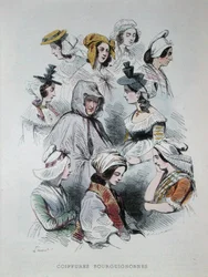 Headdresses of Burgundian peasants, from the book 