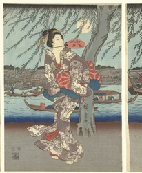 Famous Places in the Eastern Capital: Enjoying an Evening Breeze at the Ryogoku Bridge