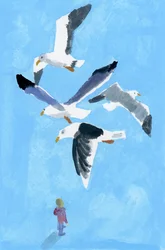 A Man Looking Up at the Bird