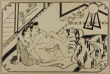 A sheet from a shunga album