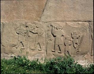View of the base of reliefs of the Gate of the Sphinx