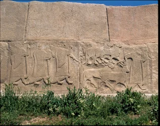 View of the base of reliefs of the Gate of the Sphinx