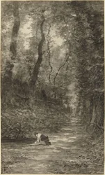 Forest Scene with Washerwoman