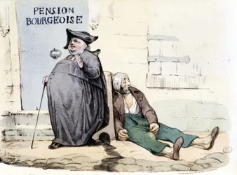 A Fat and Repu Priest Next to a Poor Patient Lying on the Ground (in 