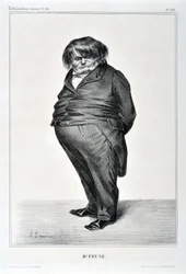 Celebrities of Caricature: “M. Plum” Engraving by Honore Daumier. Extract from the newspaper “Le Charivari”