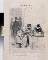 Artwork by Honore Daumier Charivari dates from 1845: Serie LES PEANS DE JUSTICE. 