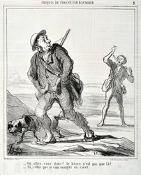 Artwork by Honore Daumier Charivari dates from 1864: Serie Sketch de Chasse 