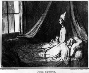 Believing to see him, caricature by Honore Daumier. 