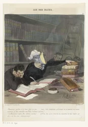 Figures Behind a Reading Table in a Public Library (Les Bas Bleus)