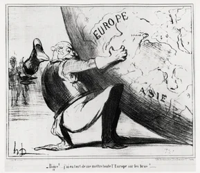 Germany: bigre!... I was wrong to put all of Europe on my hands. Illustration by Honore Daumier, published in 